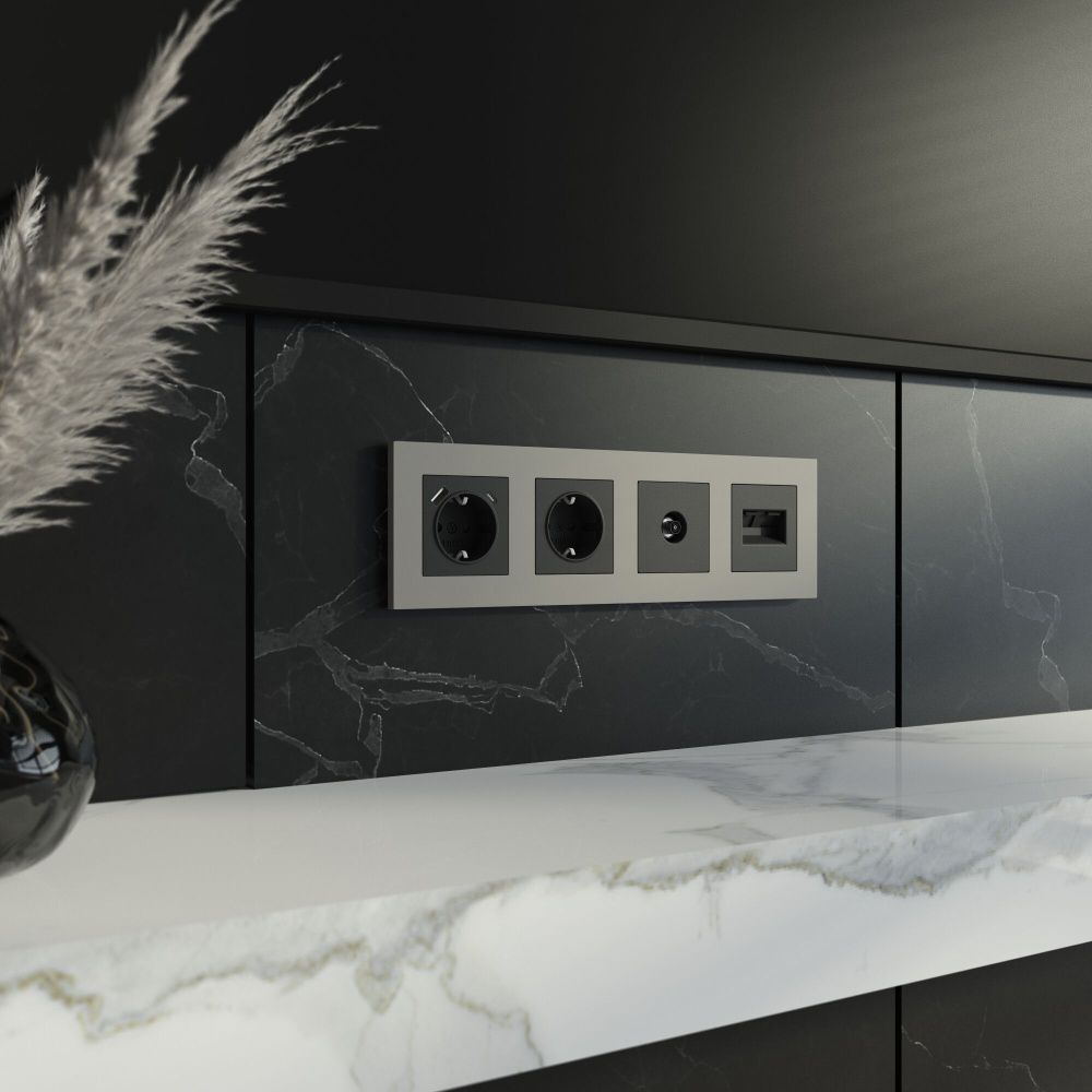 W0042917 Рамка на 4 поста Slab, дымчатый софт Werkel, 4690389218453