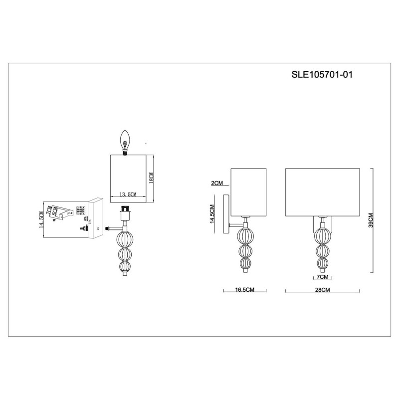 Бра 28 см,  EVOLUCE RAMER SLE105701-01 Хром
