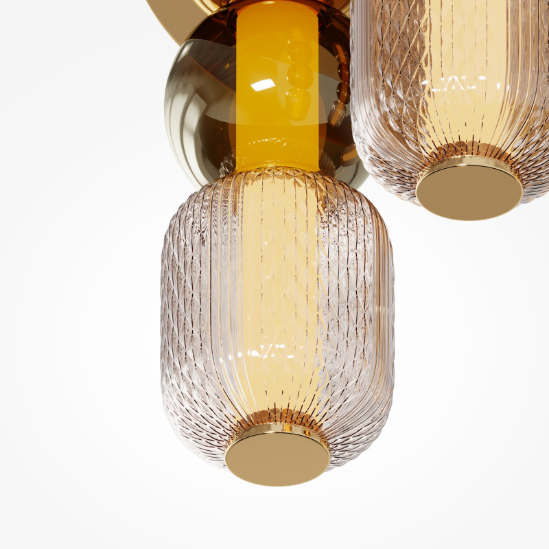 Накладная люстра 43*43*25,5 см, LED, 60W, 3000К, Maytoni DROP MOD273CL-L60G3K золотой