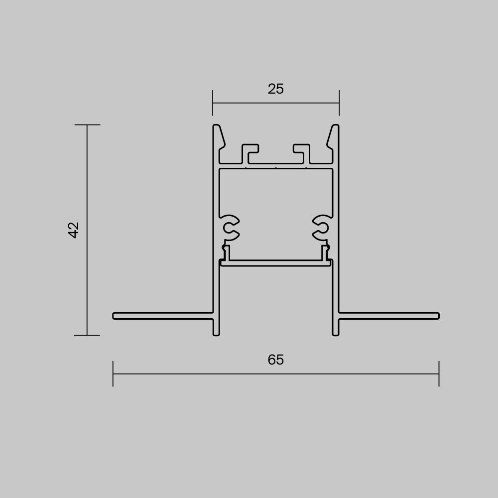Алюминиевый профиль встраиваемый скрытого монтажа 65x42 (Серебро, 2 м), ALM-6542-S-2M 636012, 200*7*4 см, Maytoni  636012, Серебро
