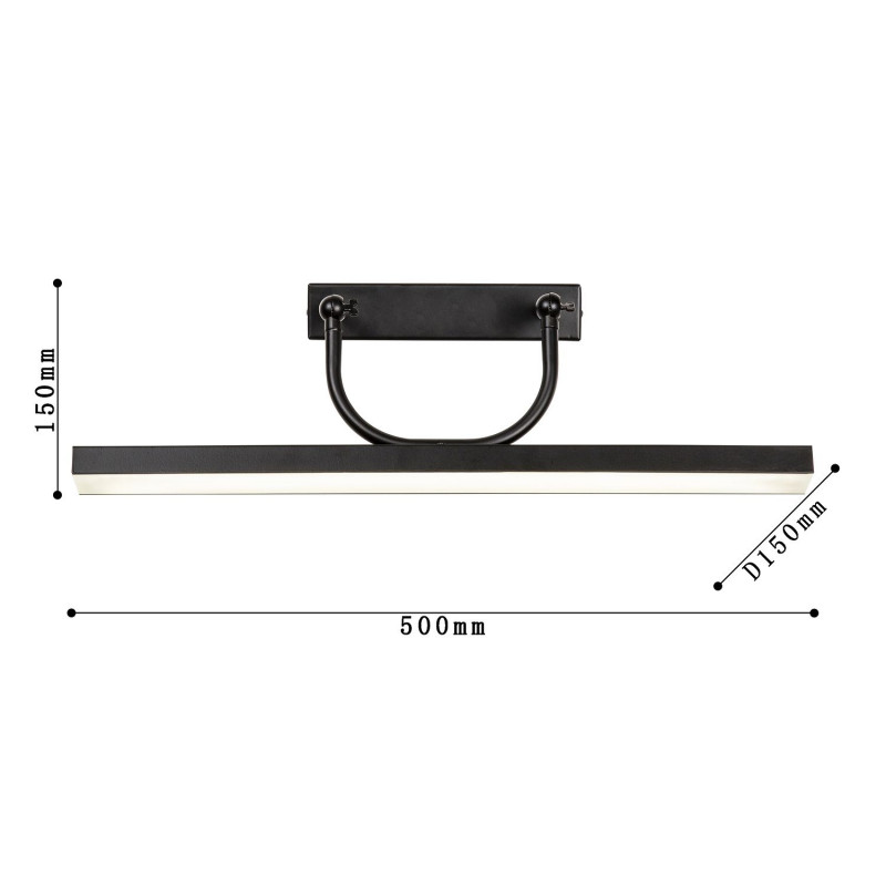 Подсветка 50 см Favourite Raya 4096-1W, D150*W500*H150, каркас черного цвета, белый акриловый рассеиватель