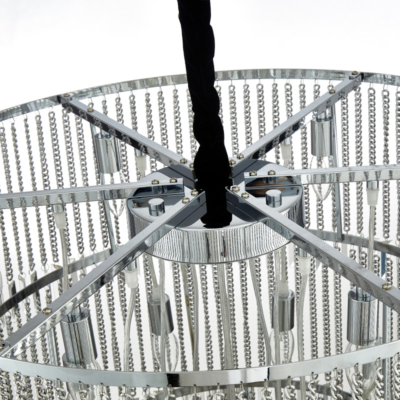 Подвесная люстра Favourite Ignis 2924-9P, D550*H710/1325, хром, подвески из металлических цепочек, декоративные элементы из прозрачного хрусталя