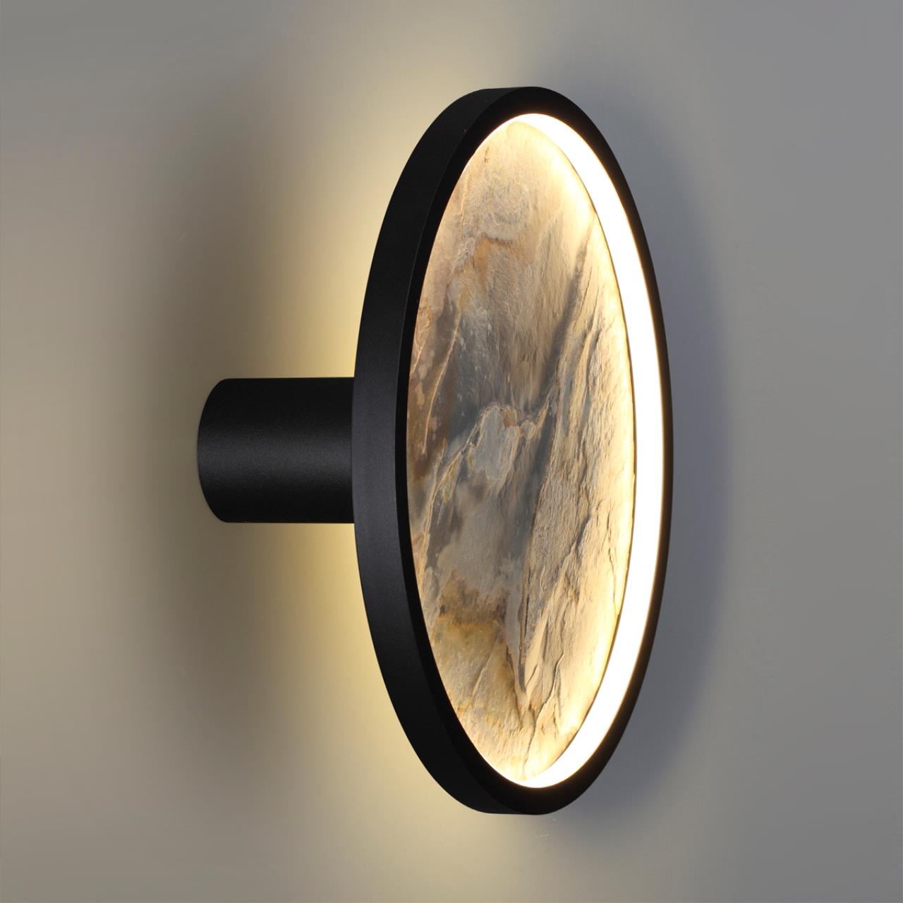 Настенно-потолочный светильник 32*15 см, LED 1*25W, 3000 К, Odeon Light Stoflake 5078/25L, матовый черный/серо-бежевый
