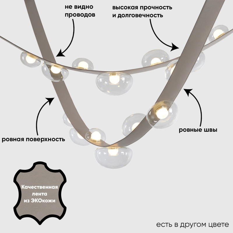 Светильник подвесной 304*8*9,5 см, LED 7*5W 3000K Crystal Lux BOSQUE SP7 L3000 GREY/TRANSPARENT серый