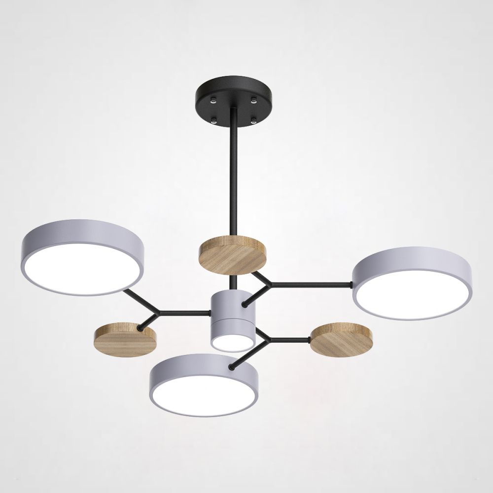 Люстра на штанге MEADE 4 lamps Grey 70*70*60 см, 4*LED*16W, 4000K, ImperiumLoft MEADE-01, Чёрный, Бежевый