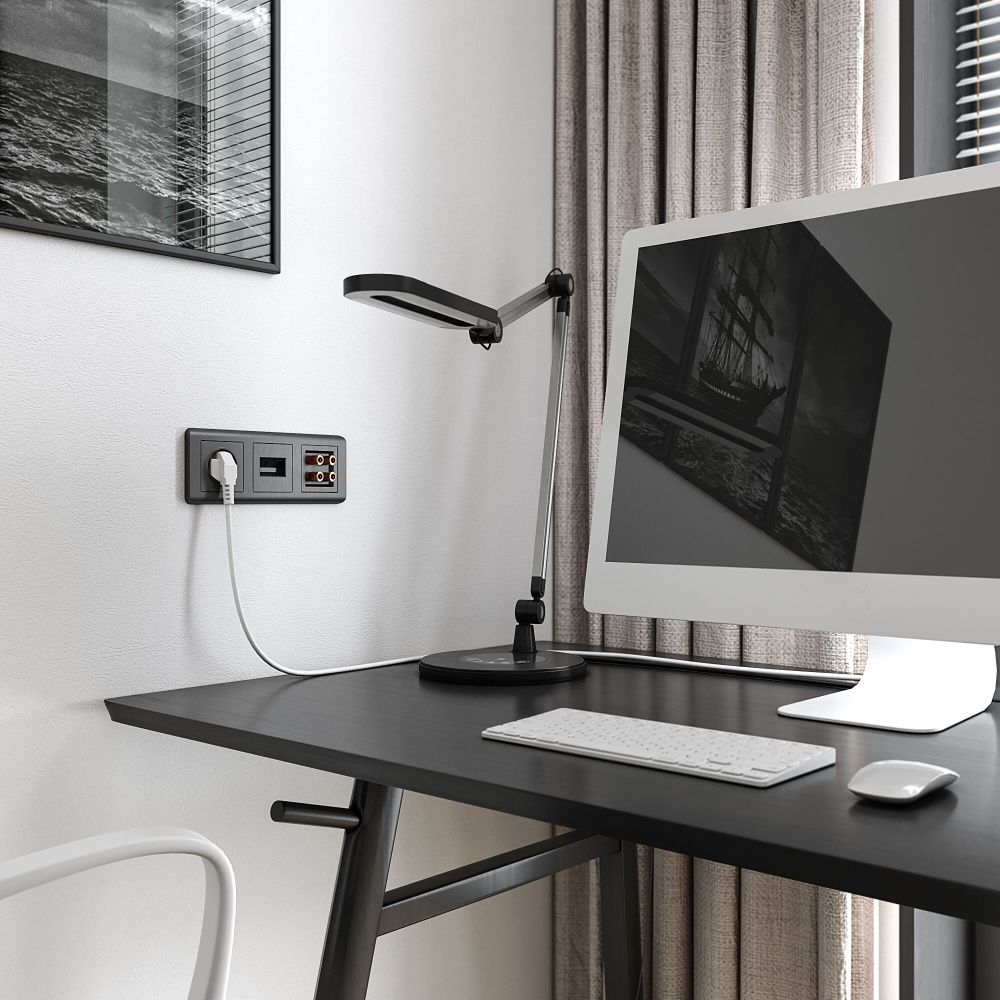 Акустическая розетка (графит рифленый) W1185004 Werkel 4690389158698