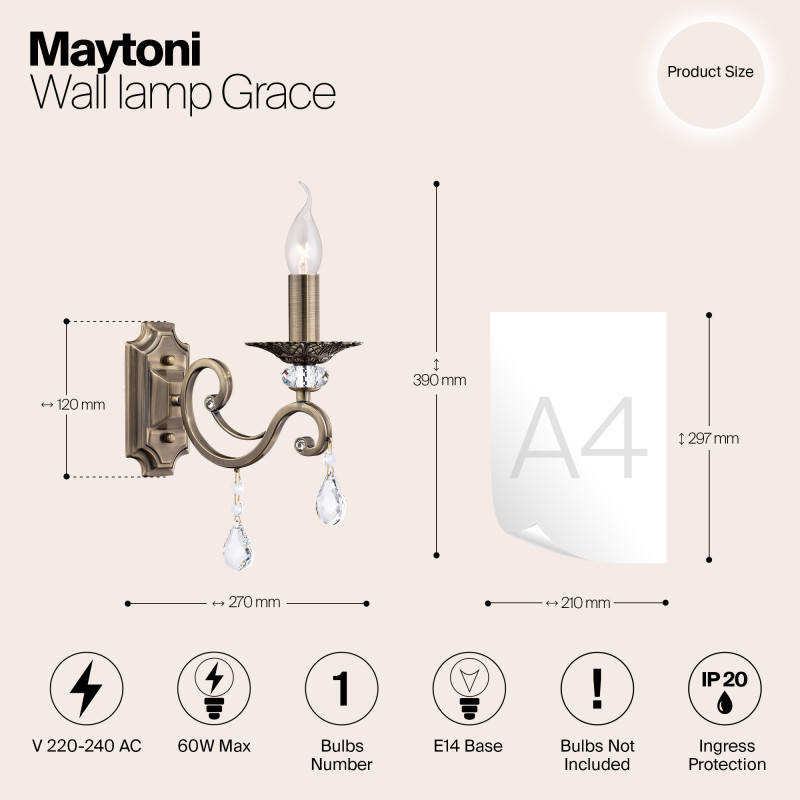 Бра Maytoni RC247-WL-01-R Бронза