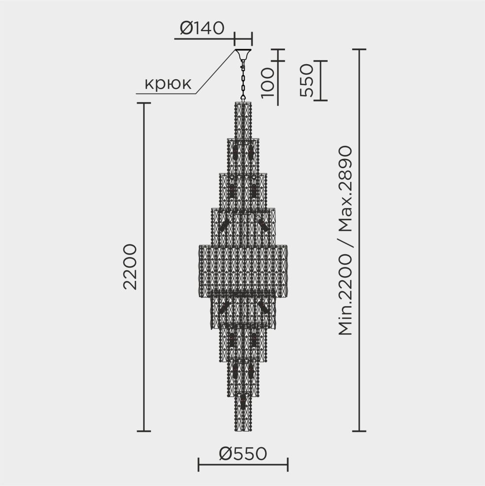 Подвесная люстра **270 см, Е14 35x40ВтW, , Золото MODELUX ML.900.35 GD