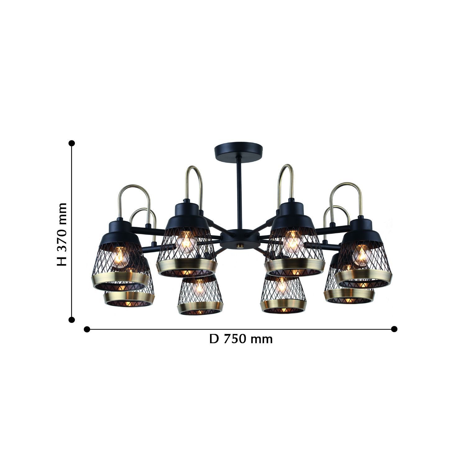 Люстра F-Promo Entresol 2346-8P, D750*H370, черный и латунь