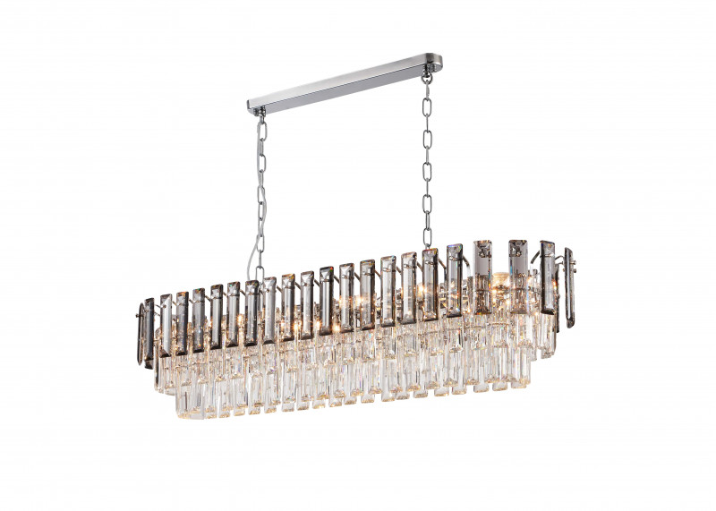 Люстра подвесная 120*30*40/99 см, 12*E14 40W Хром, Дымчатый, Прозрачный Stilfort Ton 2159/09/12PL