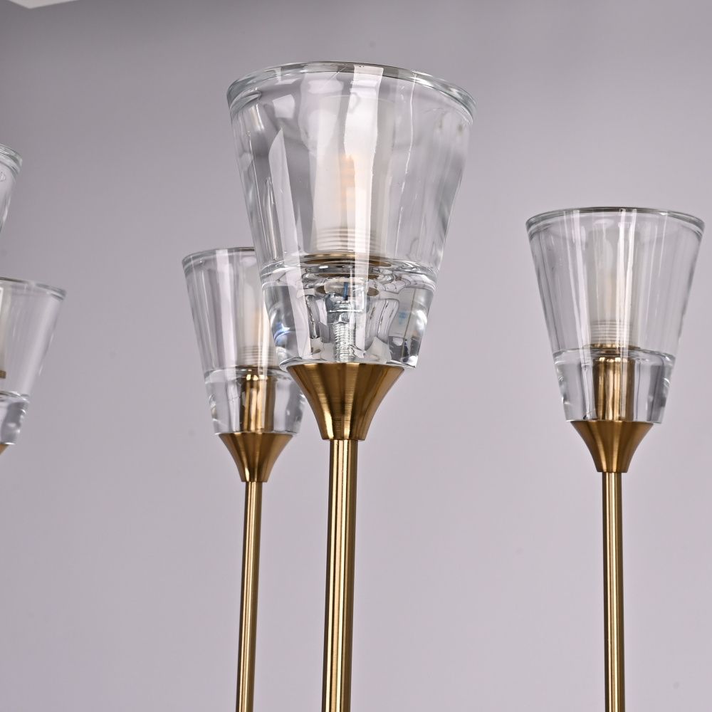 Люстра на штанге TORCHE DE VERRE Linear Chandelier 12 139*45*50 см, 12*G9*40W, ImperiumLoft 40.1548, Латунь