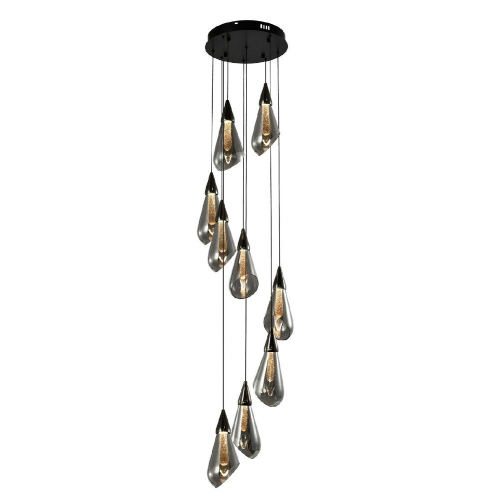 Подвес 40*40*250 см, 9*LED*27W, 4000K Gerhort G52137/9BK+GD SM, Черный, золотой