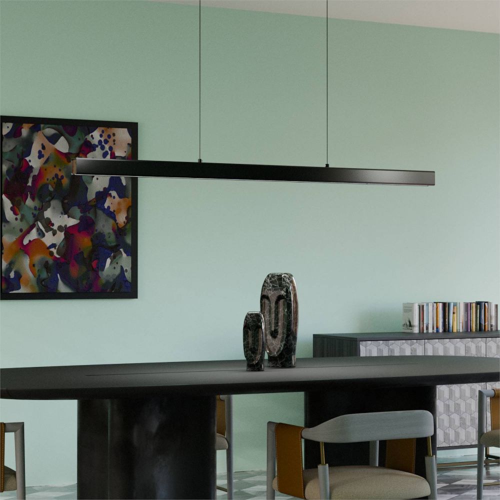 Светильник подвесной 150*10-190 см, 1*LED*60W, 3000-6000K, Lightera Baffin LE112L-150B WIFI, Черный