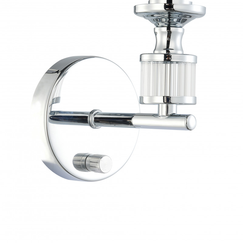 Бра Favourite Archetypus 2674-1W, D170*W140*H260, хром, плафон из серой ткани, декоративные элементы из прозрачного стекла, управление с помощью диммера, бра можно монтировать как плафона
