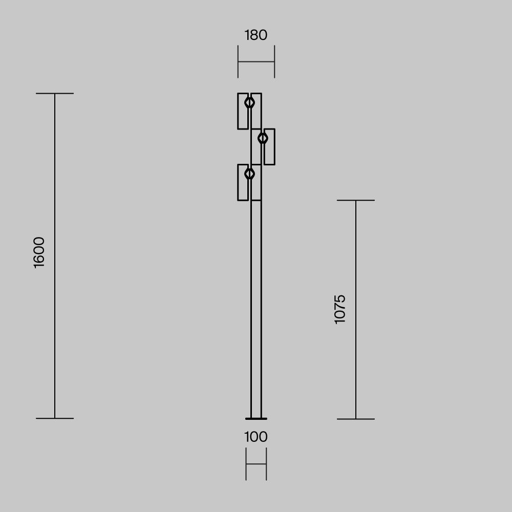 Парковый светильник 160 см, 30W, 3000K, Maytoni Torq O494FL-L30B3K, черный