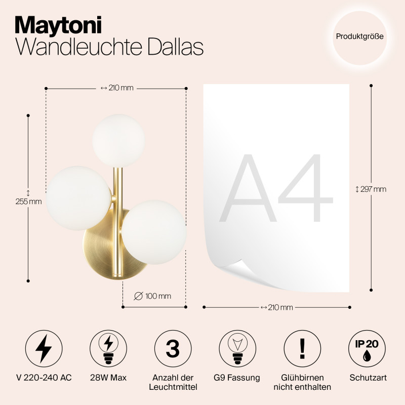Светильник 25 см, Maytoni MOD545WL-03BS, золото