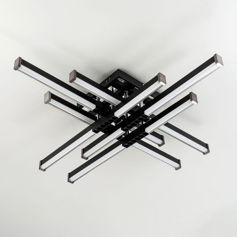 Светильник 77*77*13 см, LED*80W, 3000-6000K, Modelux  MDL.9376.700CL BK, Чёрный, Хром