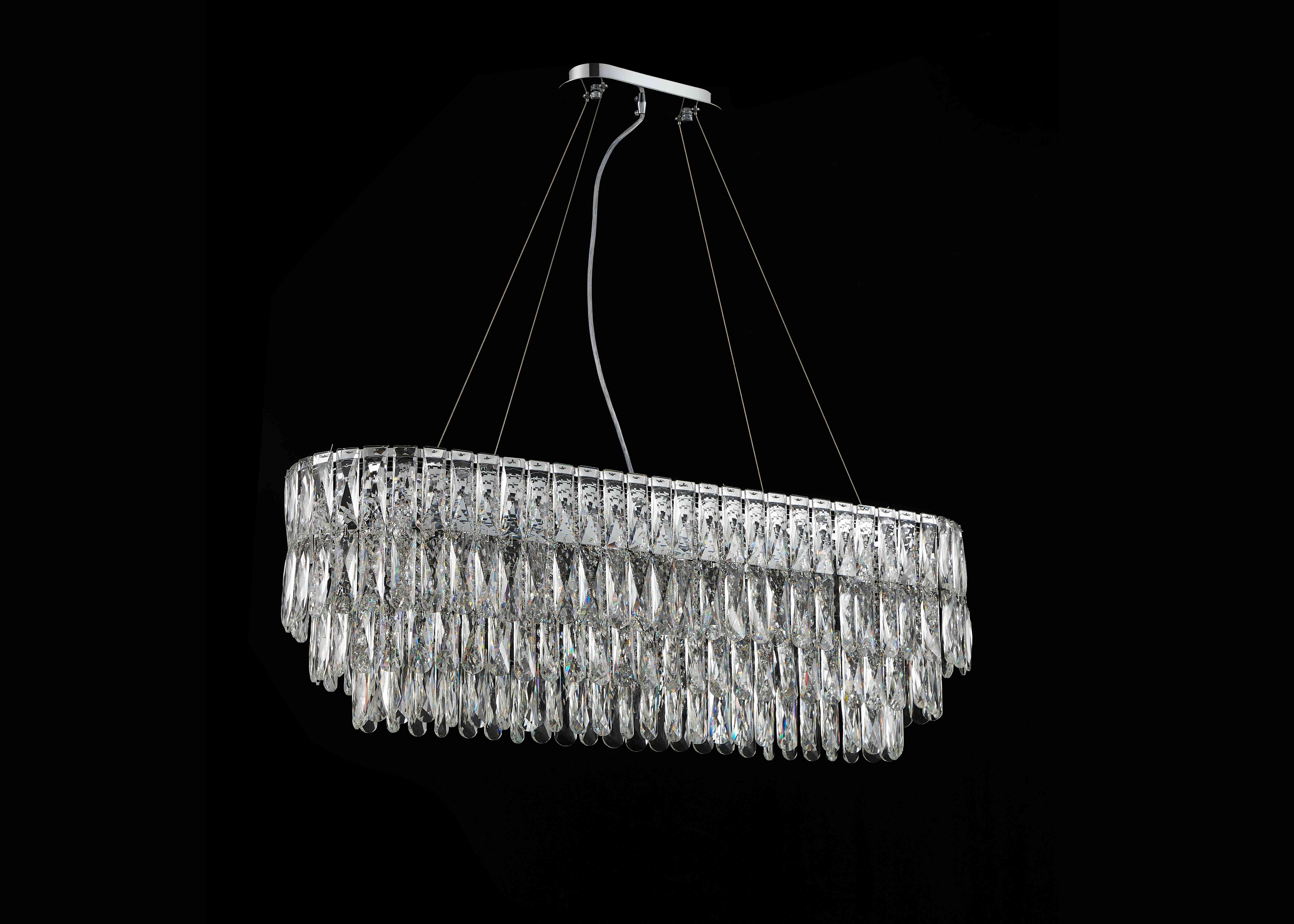 Люстра  1200*300*340, 10*E14, 40W NewRgy Cristallo NW075-L1200*W300*H340 CHROME OVAL, Хром