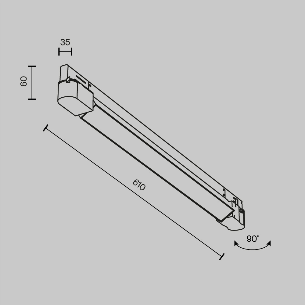 Трековый светильник 61*3,5*-6 см, *LED*20W, 2700K, Maytoni Technical Basis TR196-3-20W2.7K-W(N), Белый
