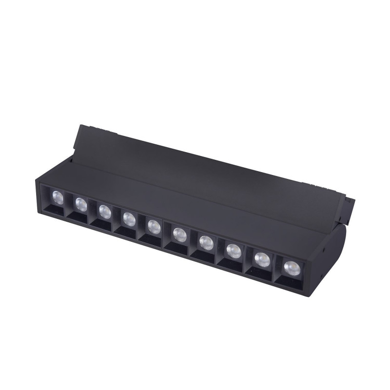 Потолочный светильник Favourite Unika 4141-2U, L270*W35*H105, магнитный светильник на шинопровод черного цвета с линией утопленных линз и поворотным механизмом