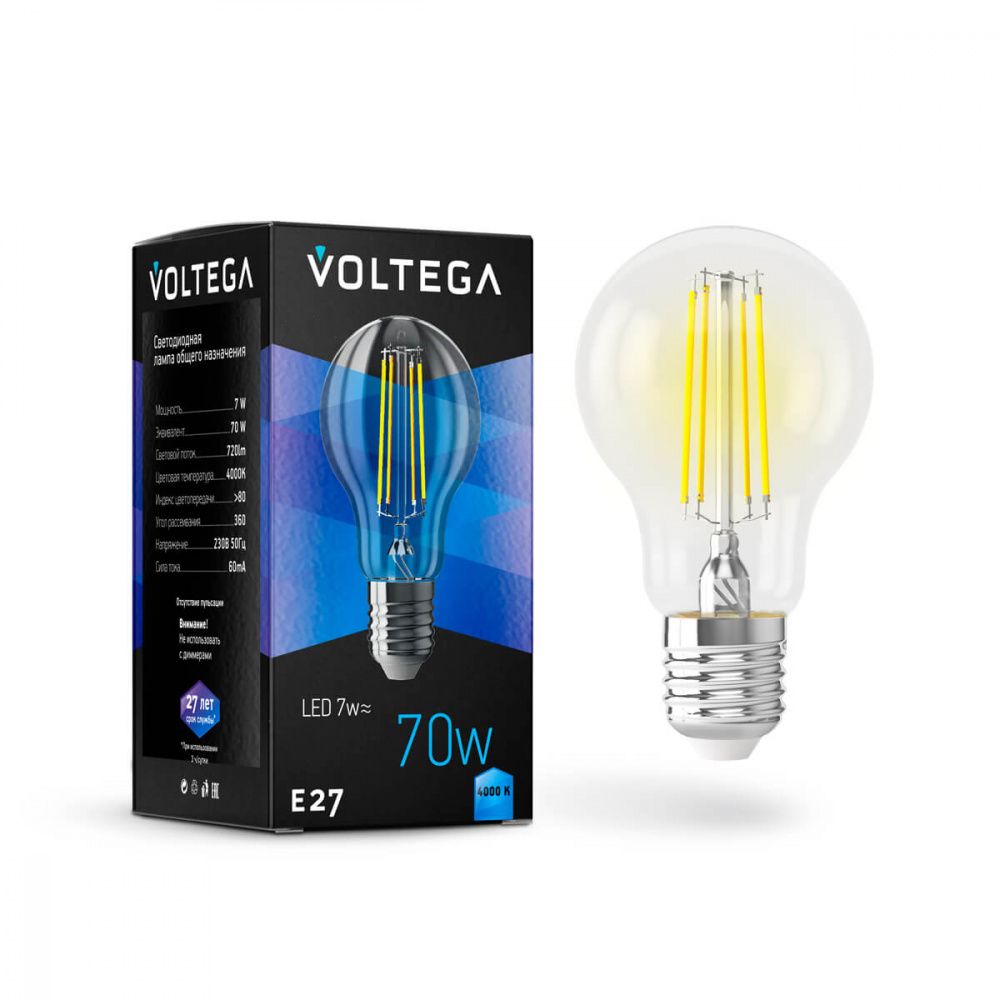 7141 Лампа светодиодная  Voltega Crystal 7W 720Lm 4000K E27