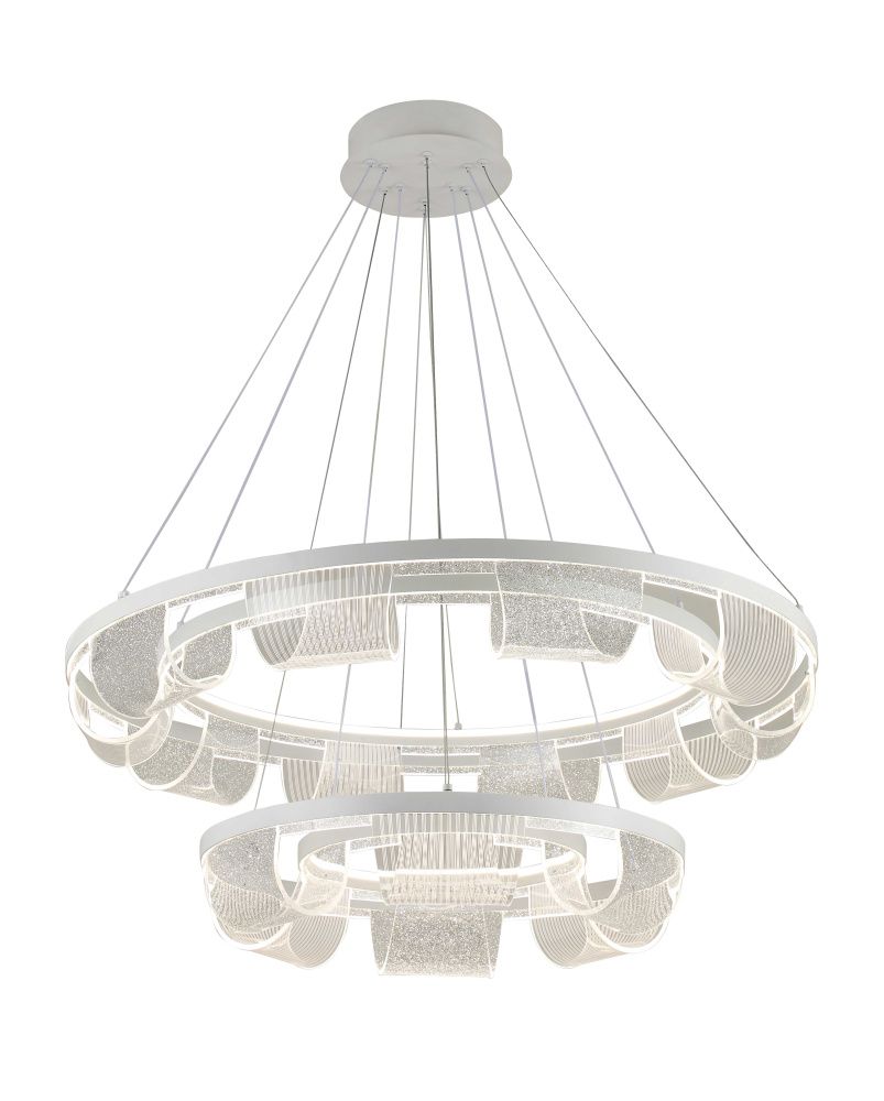 Люстра Ø800 (500)  x H1200, мм, 384W 3000K-6500K, WHITE (Белый) NewRgy 3330/800+500 WHITE