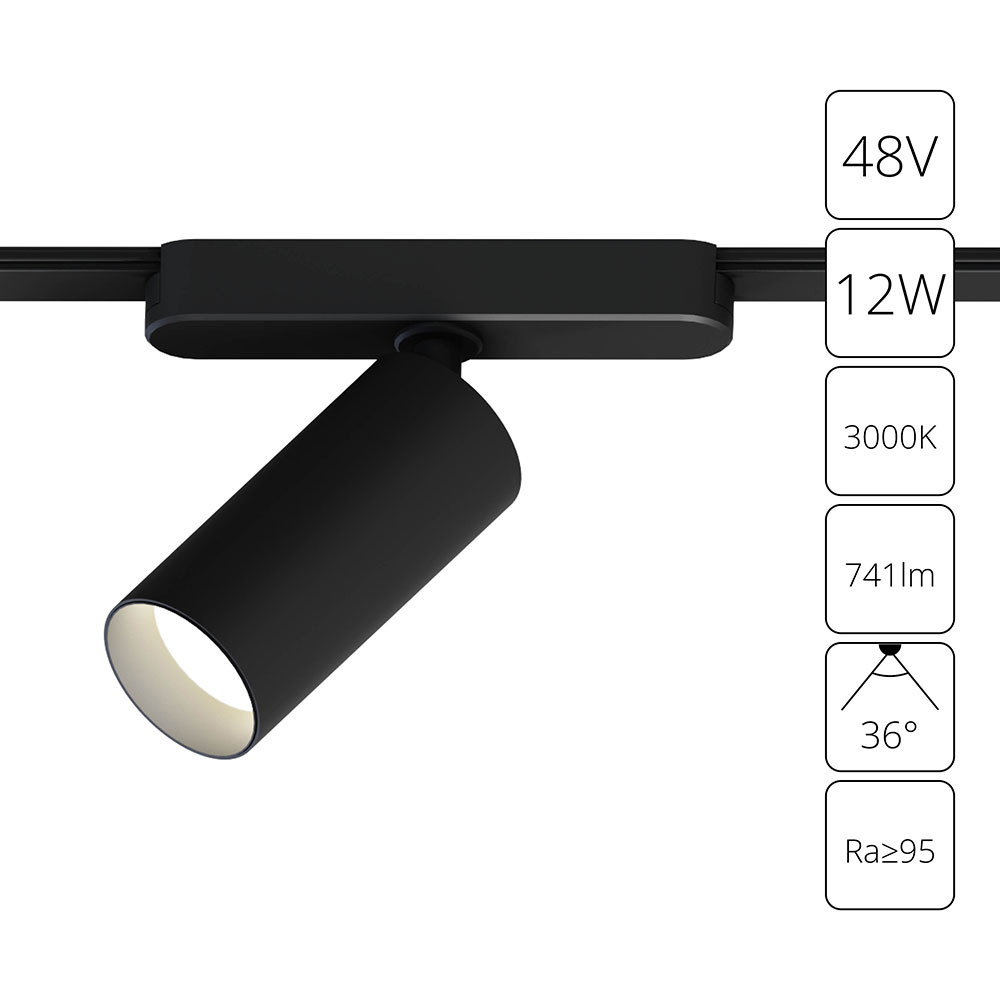 Трековый магнитный светильник 5 см, 12W, 3000K, Arte Lamp Rapid A1158PL-1BK, черный