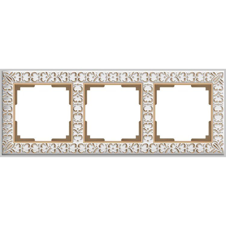 WL07-Frame-03/Рамка на 3 поста (белое золото), 4690389099199