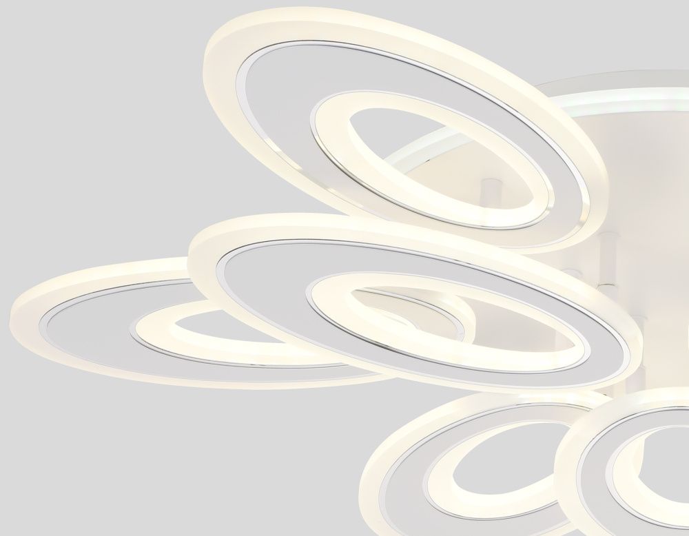 Потолочный светодиодный светильник с пультом 74*66*12- см, **W, 3000-6400K, Ambrella Light Acrylica FA8933, белый, хром