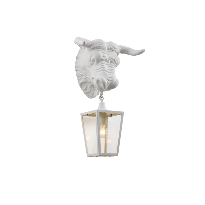 Уличный светильник Favourite Bison 4000-1W, D225*W360*H595, каркас белого цвета, плафон из прозрачного узорного стекла