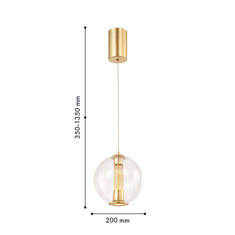 Подвесной светильник 20*135 см, 7W, Favourite Boble 4551-2P золото, прозрачное стекло