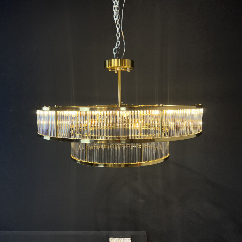 Люстра на штанге RH Marais Round Chandelier D100 100*100*30 см, 14*E14*40W, ImperiumLoft 40.2668, Латунь
