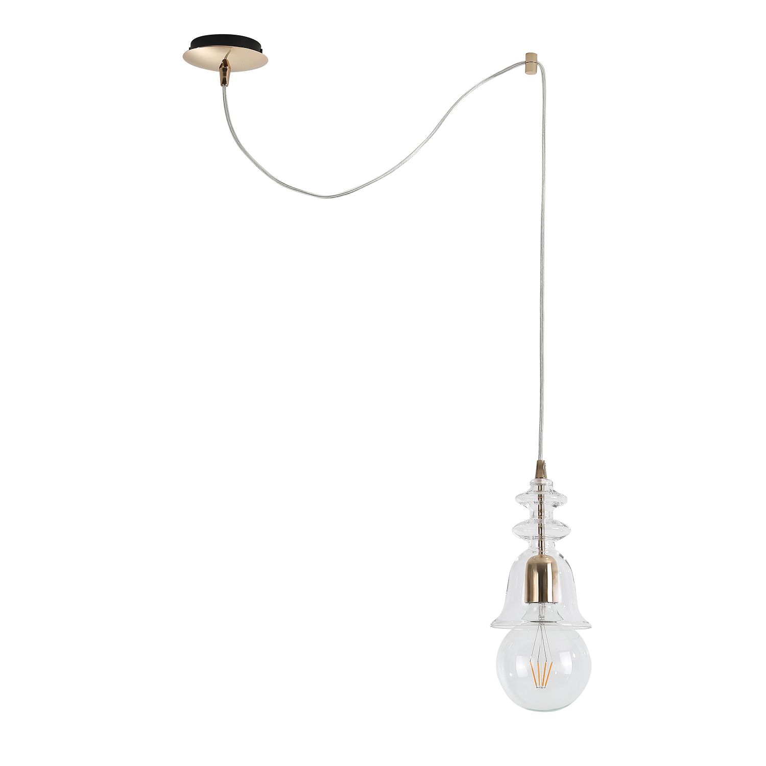 Подвес Favourite Perpressa 2727-1P, D135*H375/1575, каркас золотого цвета, плафон из прозрачного стекла