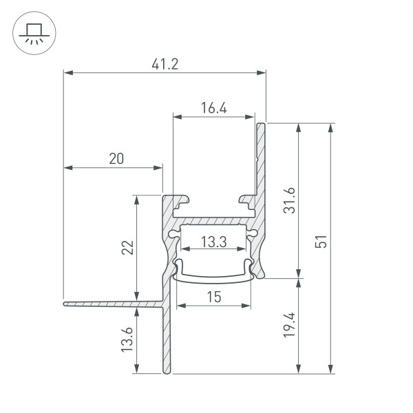 Профиль Arlight 045555 300*4,12*5,1 см. Цена указана за 3 метра. Продается кратно 3 метрам.  экран отдельно