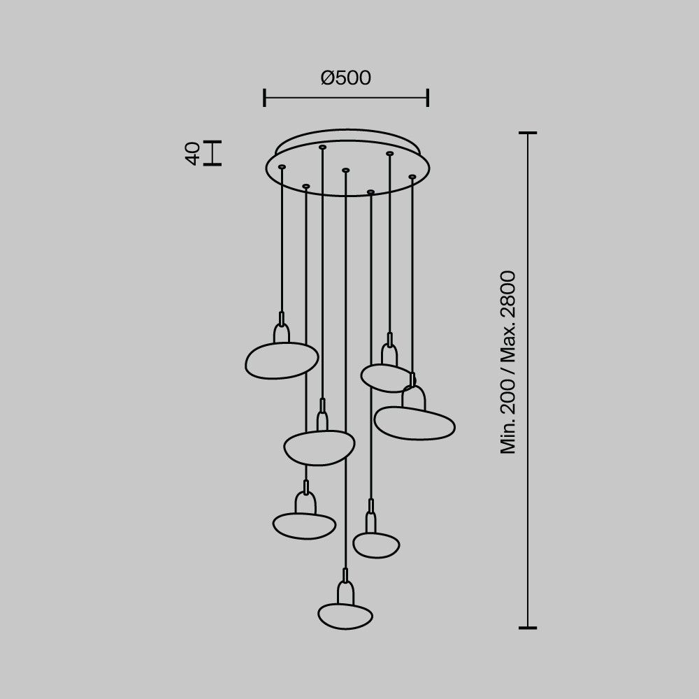 Подвесной светильник 51*51*280 см, LED 45W, 3000 / 6000K, Черный, Золото MODESTYLE MS.2326.7
