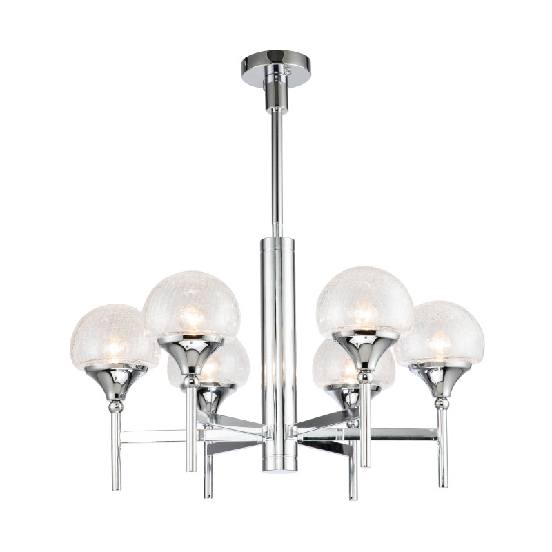 Подвесная люстра Favourite Impulse 2971-6P, D680*H840/1045, хром, плафоны из стекла с эффектом кракле