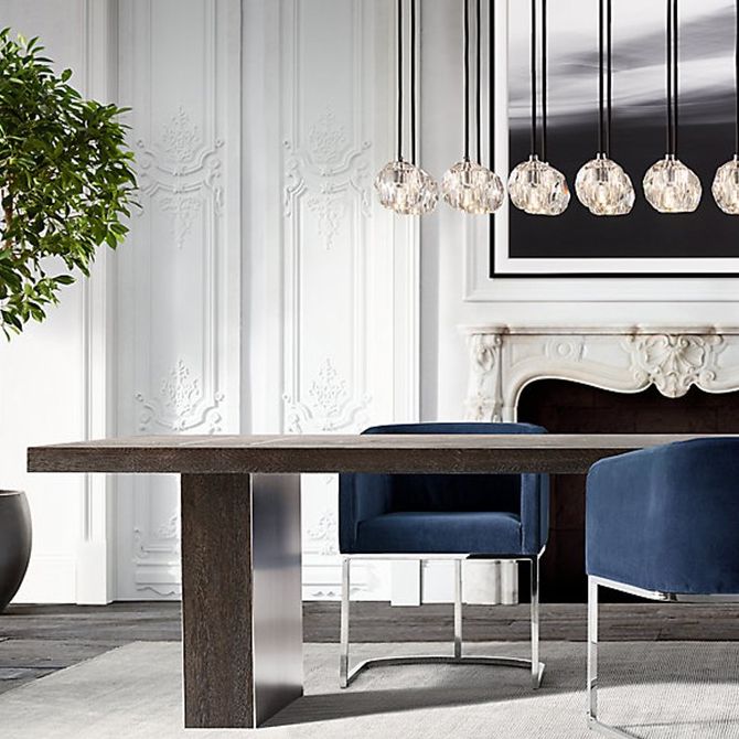 Люстра RH Boule De Cristal Linear Chandelier 6 Nickel 168*13*150 см, 6*E14*40W, ImperiumLoft 40,1222, Никель