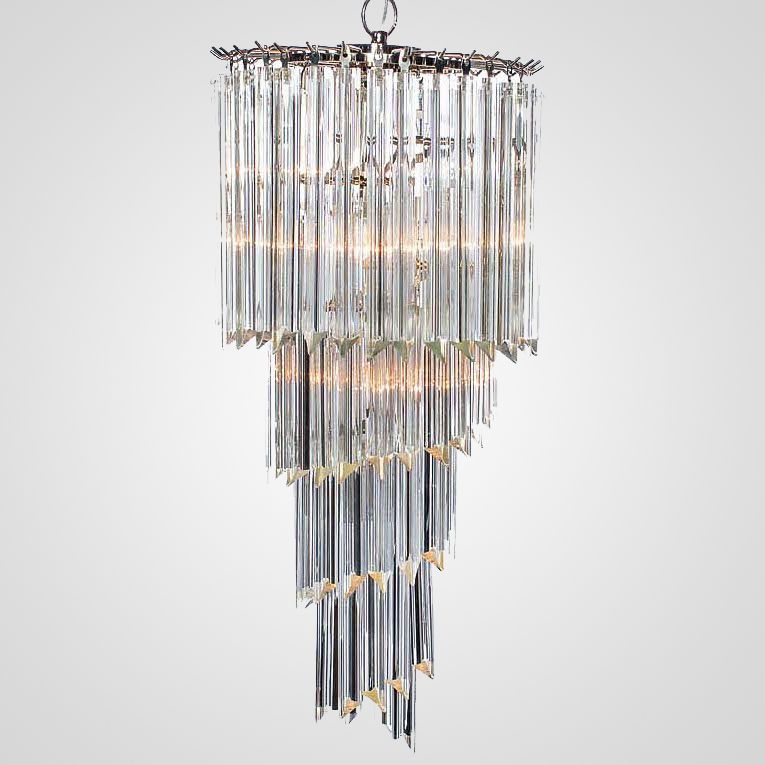 Подвесная люстра Odeon Chandelier Helix Clear 37 37*37*87 см, 4*E14*40W, ImperiumLoft 40.1931, Хром, Прозрачный