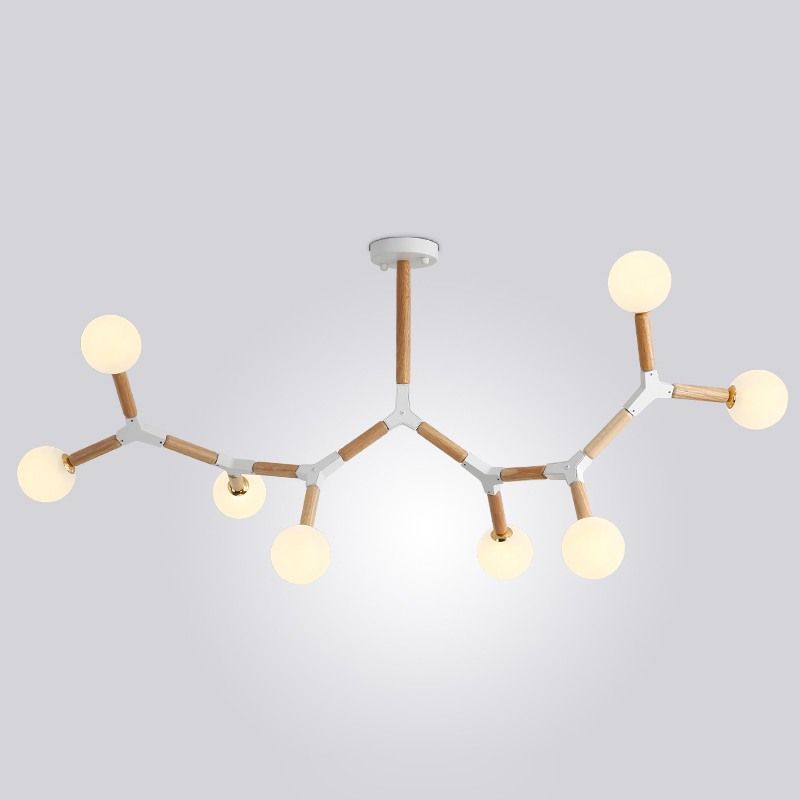 Люстра на штанге FORMULA 8 lamps 128*53*53 см, 8*G9*40W, ImperiumLoft FORMULA01, Белый, Дерево