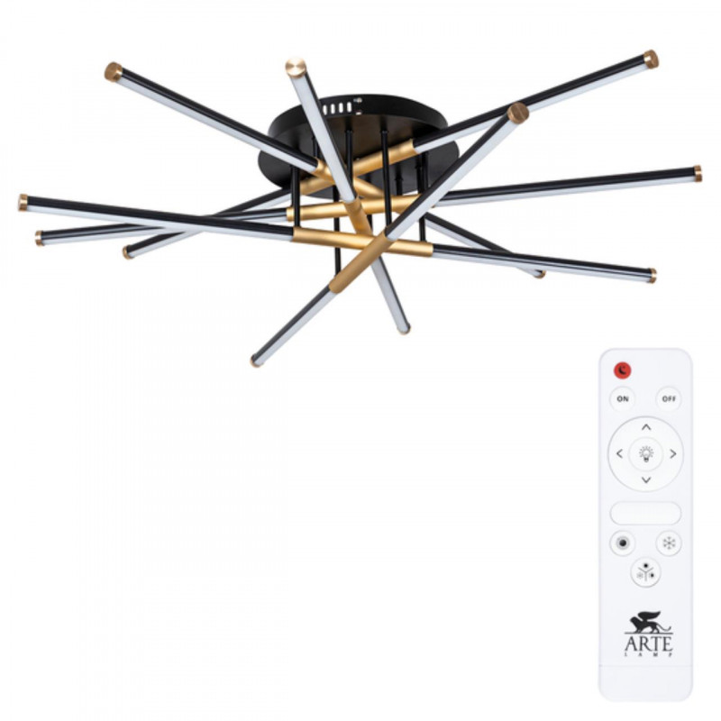 Светильник 100 см, 130W, 3000-6000K, Arte Lamp FERNANDO A2199PL-6BK, черный-золото