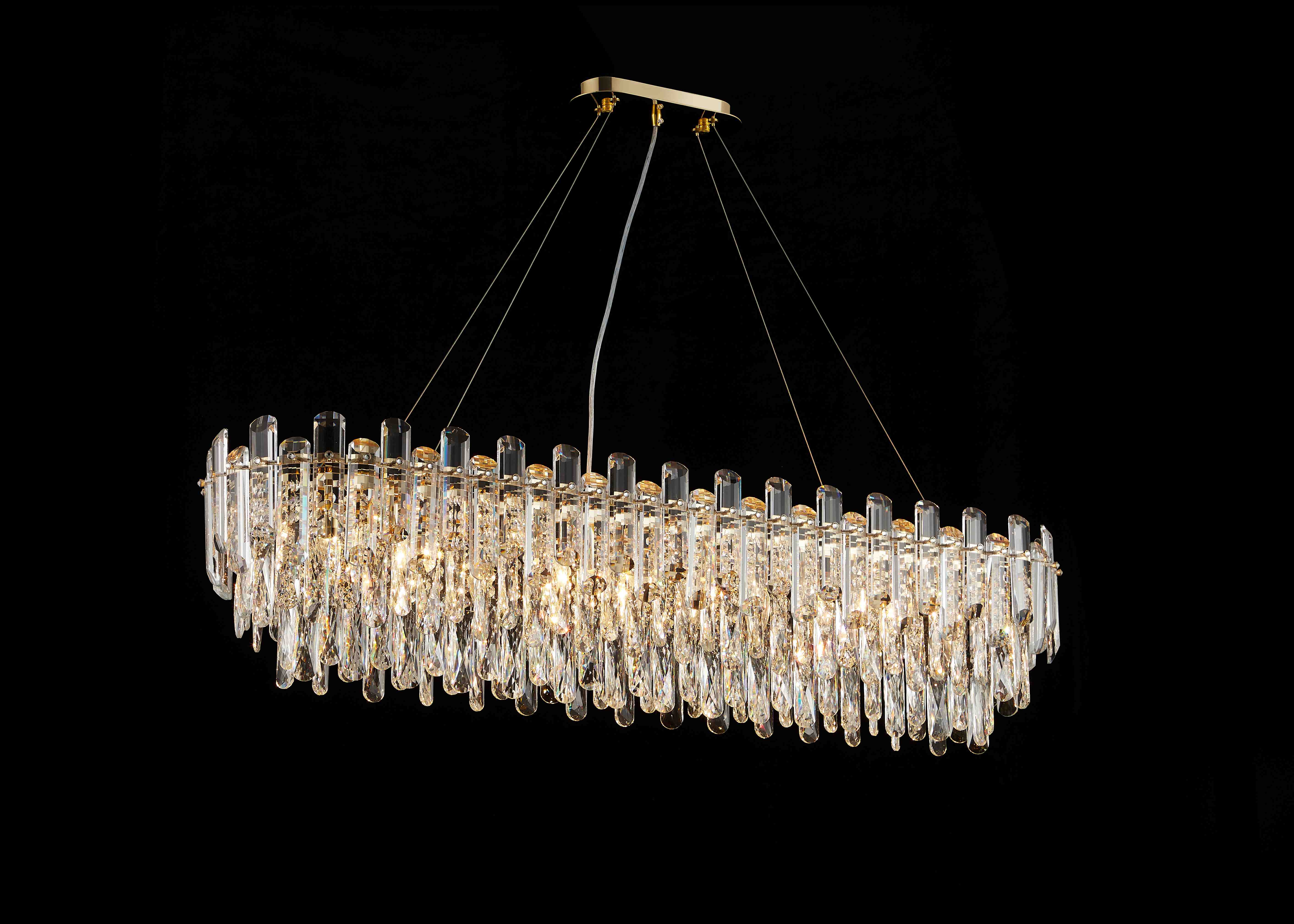 Люстра  1200*300*290, 10*E14, 40W NewRgy Cristallo NW076-L1200*W300*H290 OVAL H GOLD, H GOLD