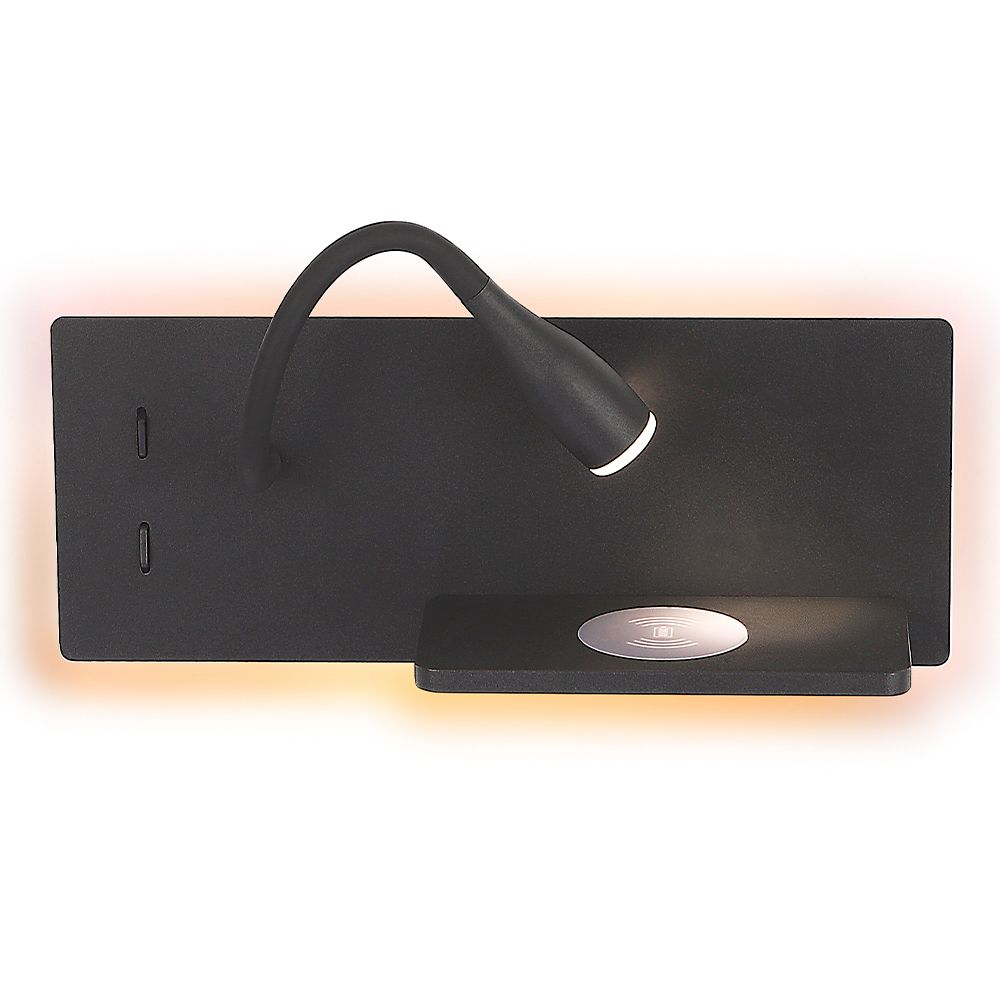 Бра 30**12- см, 2*LED*3+8W, 3000K, Crystal Lux Elqi CLT 217W Qi+USB BL, Черный