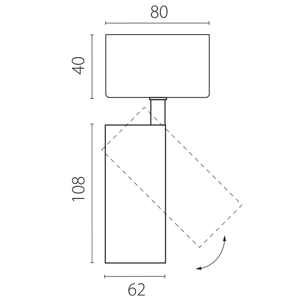 Светильник накладной *6,2*14,8 см, *15W, 4000K, Lightstar Alta Base A5147SO, Черный