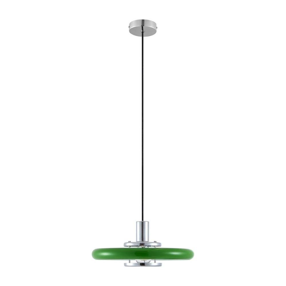 Подвесной светильник 35 см, Lussole Stream LSP-5019, хром-зеленый