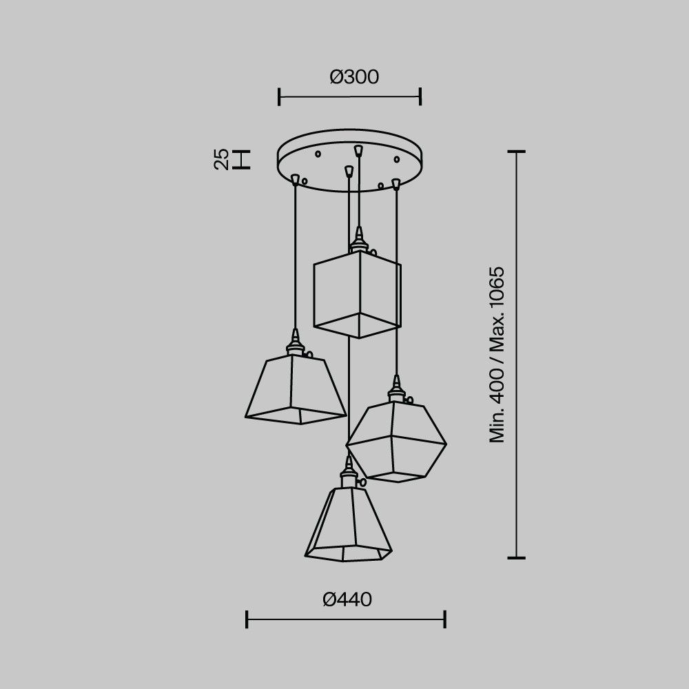 Подвесной светильник 48*40/100 см, 4*Е27 MODESTYLE MS.155.480 BS латунь