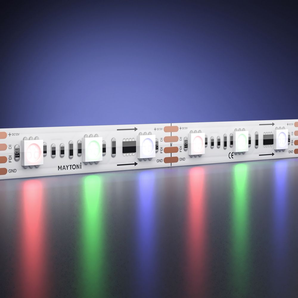 Светодиодная лента 12V 5050 14,4Вт/м RGB 5м IP 67 201244, 500 см, Maytoni SPI 201244, цена за метр, катушкой по 5 м