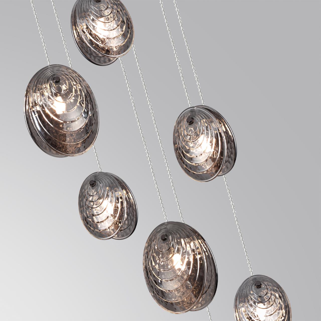 Люстра каскадная 43*43*243 см, 7 G9*40W, Odeon Light Mussels, черный 5038/7