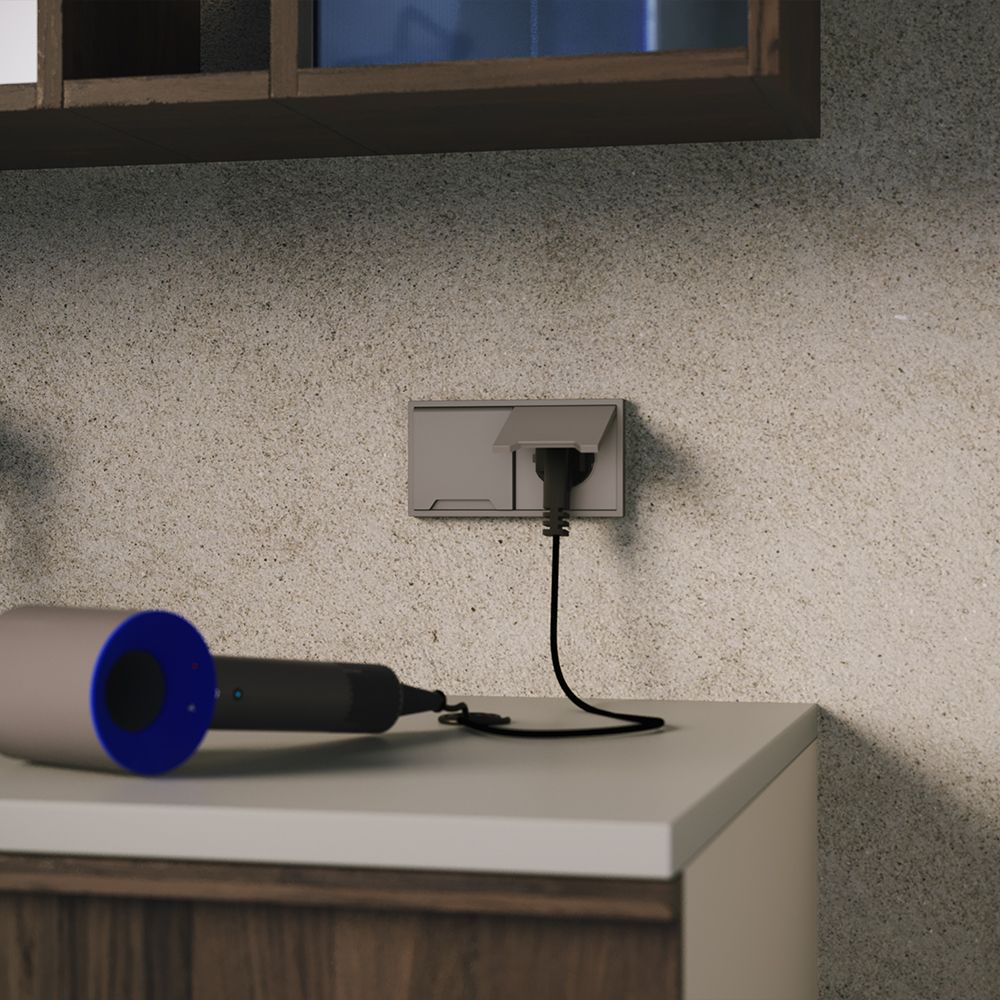 Накладка для розетки с заземлением, защитными шторками и крышкой, S70, капучино Voltum VLS000814