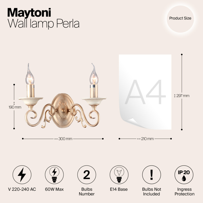 Бра Maytoni ARM337-02-R Кремовое золото
