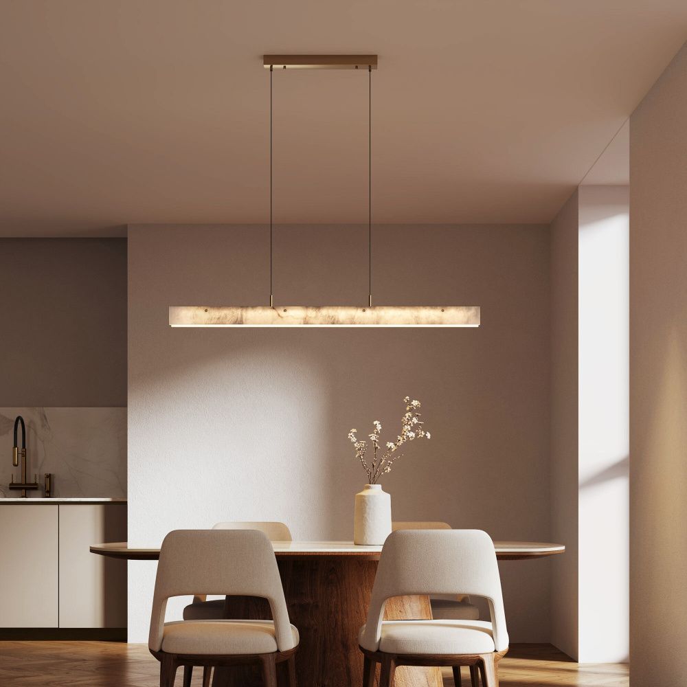 Подвесной светильник 120 см, 40W, 3000K, Eurosvet 604053 LED, латунь-алебастр